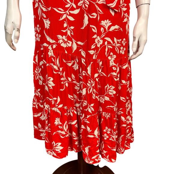 HOBBS London Dress size 6 Red Floral long line Elsa Ruffled Midi Country Office - Picture 8 of 14
